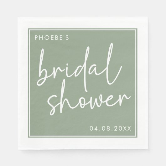 Sage Minimalistisch Script Vrijgezellenfeest Servet (Voorkant)