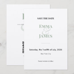 Sage Minimalistische Ampersand Trouw Save the Date