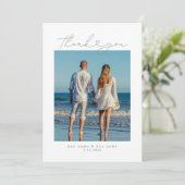 Sage | Minimalistische Eenvoudig Script Hart Weddi Bedankkaart (Staand voorkant)