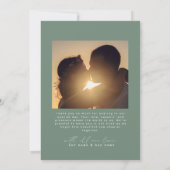 Sage | Minimalistische Eenvoudig Script Hart Weddi Bedankkaart (Achterkant)