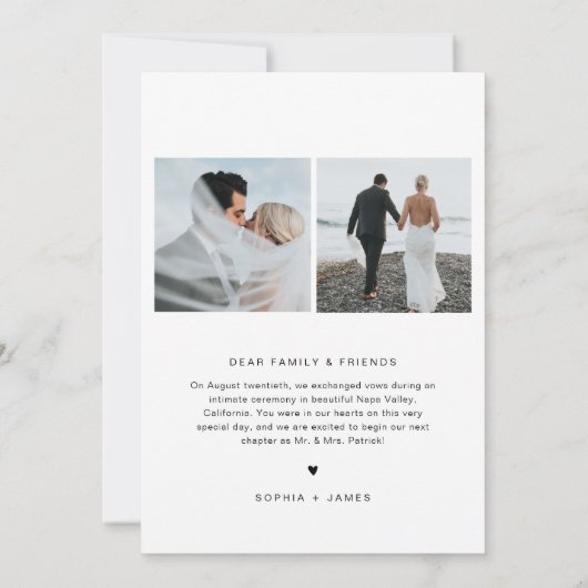 SAGE Minimalistische Hart Elopement Aankondiging (Achterkant)