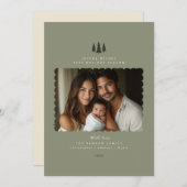 Sage Minimalistische Moderne Foto Kerst Kaart (Voorkant / Achterkant)