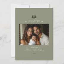 Sage Minimalistische Moderne Foto Kerst Kaart