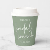Sage Minimalistische Script Bruids Brunch Papieren Papieren Bekers (Achterkant)