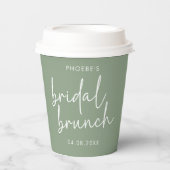 Sage Minimalistische Script Bruids Brunch Papieren Papieren Bekers (Voorkant)