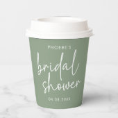 Sage Minimalistische Script Bruidsdouche Papieren Bekers (Achterkant)