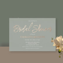 Sage Minimalistische Script Bruidsdouche Roze Goud