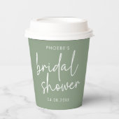 Sage Minimalistische Script Bruidsfeest Papieren B Bekers (Voorkant)