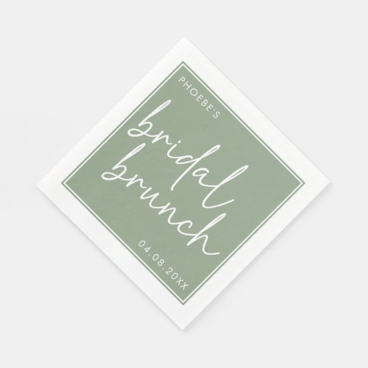 Sage Minimalistische Script Bruidsfeestje Servet (Hoek)