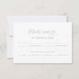 Sage Minimalistische Trouw-RSVP Elegante Antwoordk RSVP Kaartje