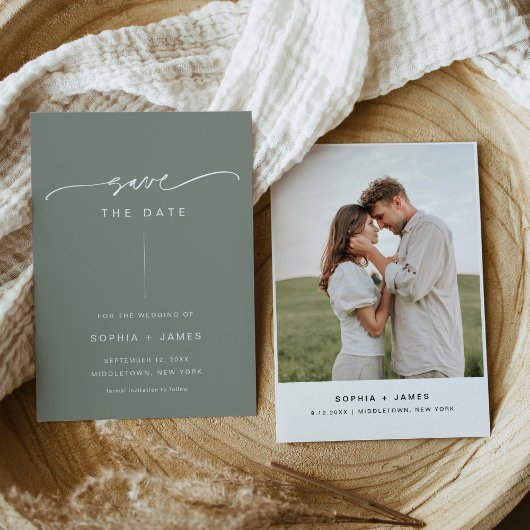 SAGE Minimalistische Trouwkaart 'Save the Date' Ka Kaart