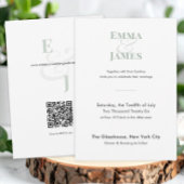 Sage Minimalistische Trouwuitnodiging | QR Code Kaart