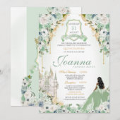 Sage Mint Groen & Goud Koninklijke Prinses Quincea Kaart (Voorkant / Achterkant)