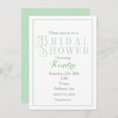 Sage Mint Groen Vrijgezellenfeest Classy Invitatio Kaart (Voorkant / Achterkant)