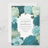 Sage Mint, Ocean Teal & Ice Bluebell Bruiloft Kaart (Voorkant)