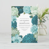Sage Mint, Ocean Teal & Ice Bluebell Bruiloft Kaart (Staand voorkant)