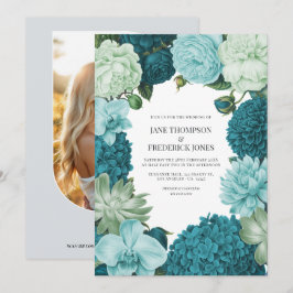 Sage Mint, Ocean Teal & Ice Bluebell Bruiloft Kaart