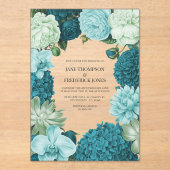 Sage Mint, Ocean Teal & Ice Bluebell Wedding Acryl Uitnodigingen (Voorkant)