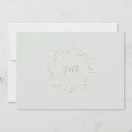 Sage Mint Simple Leaf Typografie Moderne Waterverf Kaart (Achterkant)