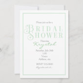 Sage Mint & Wit Vrijgezellenfeest Chique Uitnodigi Kaart (Voorkant)