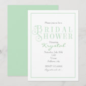 Sage Mint & Witte Bruidsbruiloft Chic Uitnodiging (Voorkant / Achterkant)