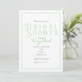 Sage Mint & Witte Bruiloft Uitnodiging Chic (Staand voorkant)