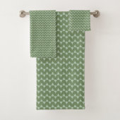 Sage Mint Zigzag Pattern Modern Geometric Green Bad Handdoek (Insitu)