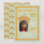 Sage Mist Princess Crown Floral Photo Birthday Kaart (Voorkant / Achterkant)