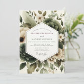 Sage Misted Foliage Wedding Kaart (Staand voorkant)