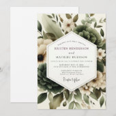 Sage Misted Foliage Wedding Kaart (Voorkant / Achterkant)
