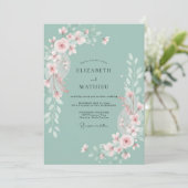 Sage Misty Flora Bruiloft Kaart (Staand voorkant)