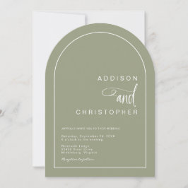 Sage Modern Arch Minimalist Script Wedding Kaart