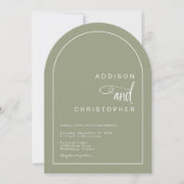 Sage Modern Arch Minimalist Script Wedding Kaart (Voorkant)