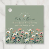 Sage Modern Boho Wildflower Baby in Bloom Shower Bedankjes Labels (Voorkant)