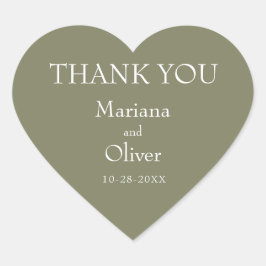 Sage Modern Border Minimalist Wedding Hart Sticker