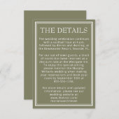 Sage Modern Border Minimalist Wedding Informatiekaartje (Voorkant / Achterkant)