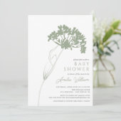 Sage Modern Floral Baby shower Kaart (Staand voorkant)