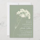 Sage Modern Floral Baby shower Kaart (Voorkant)