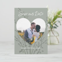 Sage Modern Foto Hart Frame Save The Date