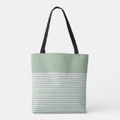 Sage Modern Heart en Stripes Monongram Tote Bag (Achterkant)