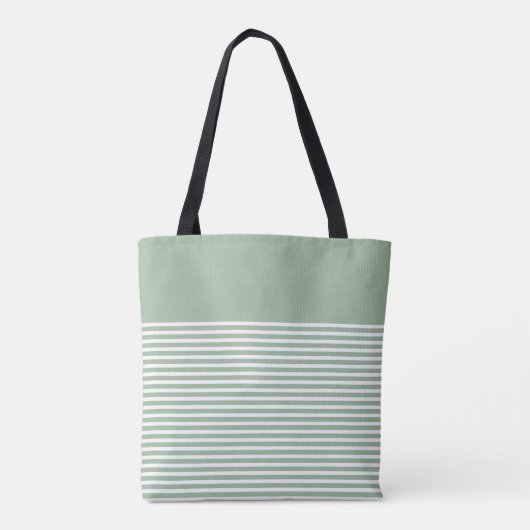 Sage Modern Heart en Stripes Monongram Tote Bag (Achterkant)
