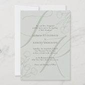 Sage Modern Minimalist Typography Floral Wedding Kaart (Voorkant)