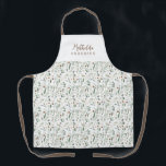 Sage modern minimum botanische elegant gepersonali schort<br><div class="desc">Modern minimum bladage green script gepersonaliseerd apron. Met de hand geschilde eucalyptus,  een minimale bladermassa en een moderne rustige rivierkreet geven dit ontwerp een luxueus gevoel. In de klas groenen,  browns,  zwart,  groen en grijs.</div>