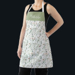 Sage modern minimum botanische elegant gepersonali schort<br><div class="desc">Modern minimum bladage green script gepersonaliseerd apron. Met de hand geschilde eucalyptus,  een minimale bladermassa en een moderne rustige rivierkreet geven dit ontwerp een luxueus gevoel. In de klas groenen,  browns,  zwart,  groen en grijs.</div>