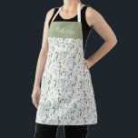 Sage modern minimum botanische elegant gepersonali schort<br><div class="desc">Modern minimum bladage green script gepersonaliseerd apron. Met de hand geschilde eucalyptus,  een minimale bladermassa en een moderne rustige rivierkreet geven dit ontwerp een luxueus gevoel. In de klas groenen,  browns,  zwart,  groen en grijs.</div>
