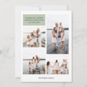 Sage Modern Neutral 4 foto Elegant Feestdagenkaart (Voorkant)