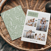 Sage Modern Neutral 4 foto Elegant Feestdagenkaart