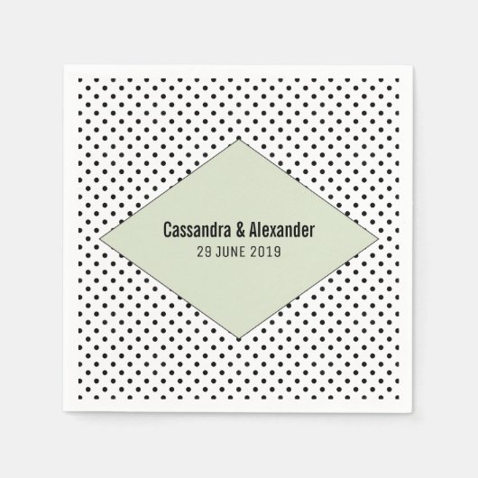 Sage Modern Polka Dots Wedding Servetten (Voorkant)