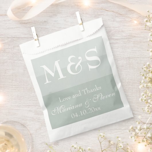 Sage Modern Script Wedding Favor Bag Bedankzakje (Geknipt)