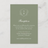 Sage Modern Simple Leaves Crest Weddenschappen Rec Informatiekaartje (Voorkant)